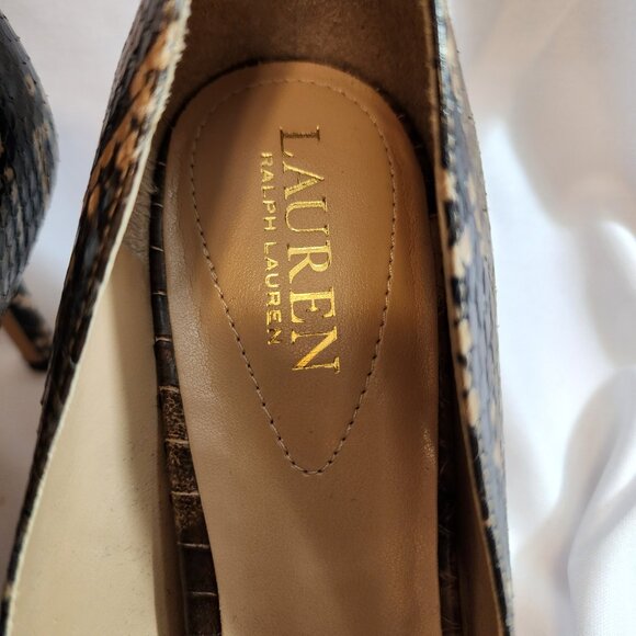 LAUREN RALPH LAUREN SIZE 8B SNAKESKIN 3" HEELS CLASSY SOPHISTICATED WORN ONCE - Picture 3 of 9